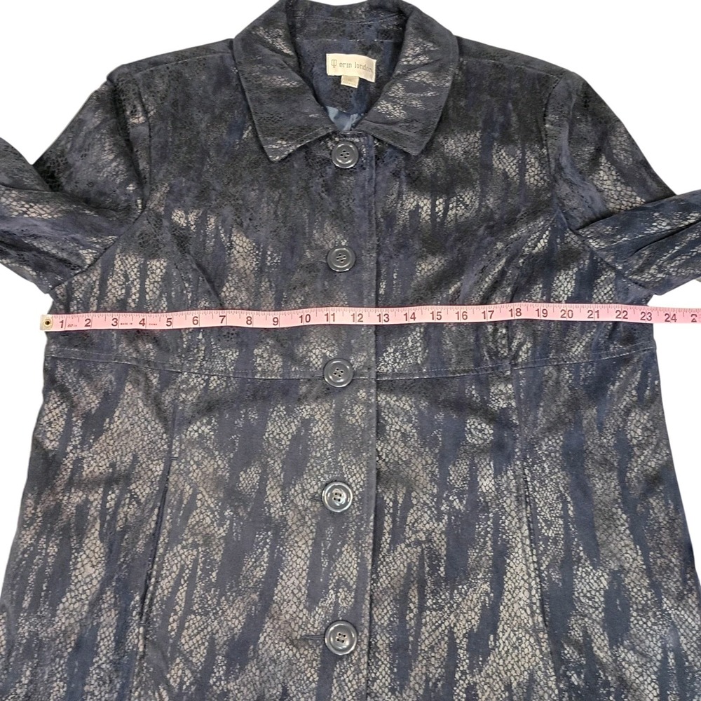 Erin London Textured‎ Snake Print Blazer Women's XL Navy Blue Velour Whimsigoth - Picture 8 of 10